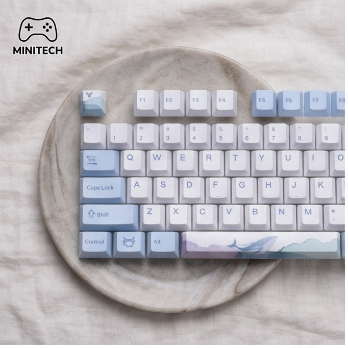 Bộ Keycap Xanh Trắng PBT 104 Phím