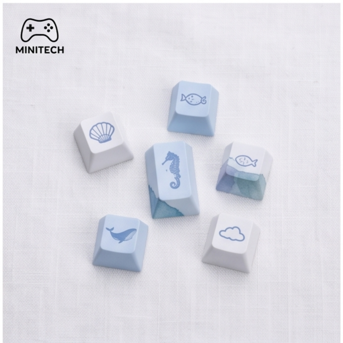 Bộ Keycap Xanh Trắng PBT 104 Phím