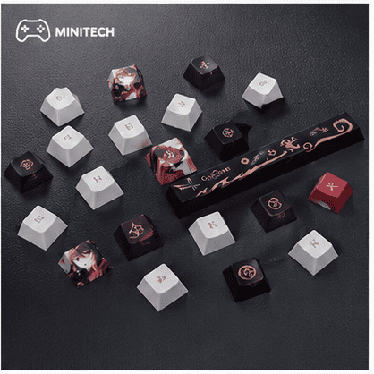Keycap Anime PBT Trắng Đen Cho Bàn Phím Cơv
