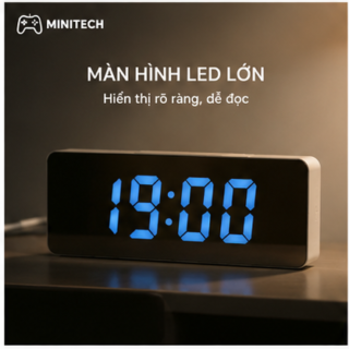 Đồng hồ gương kỹ thuật số Minitech để bàn hiện đại