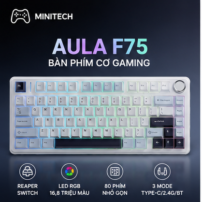 AULA F75 BÀN PHÍM CƠ GAMING (Phiên bản Ice Blue/ Reaper switch) - Ảnh 10