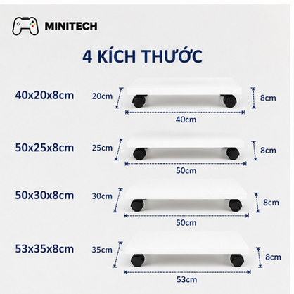 Kệ Khung CPU Có Bánh Xe 4 Size Gọn Bàn