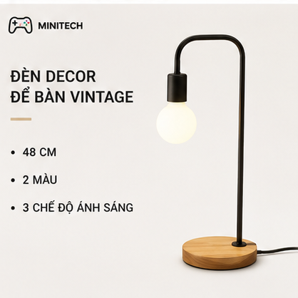 Đèn Decor Để Bàn Vintage 48cm Ánh Sáng 3 Chế Độ