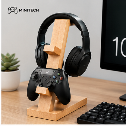 Giá Đỡ Tai Nghe Và Tay Cầm Gỗ Cho Góc Setup | Minitech