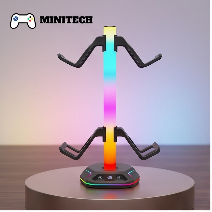 Giá Đỡ Tay Cầm Chơi Game & Tai Nghe RGB 2 Tầng Có USB - Ảnh 8