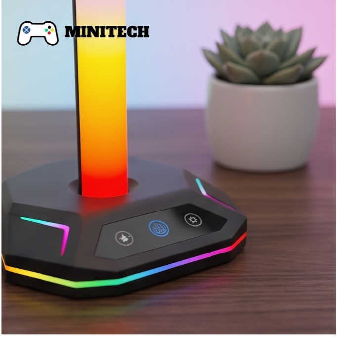 Giá Đỡ Tay Cầm Chơi Game & Tai Nghe RGB 2 Tầng Có USB - Ảnh 9