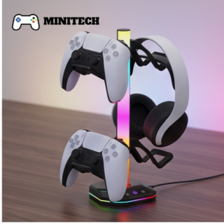 Giá Đỡ Tay Cầm Chơi Game & Tai Nghe RGB 2 Tầng Có USB