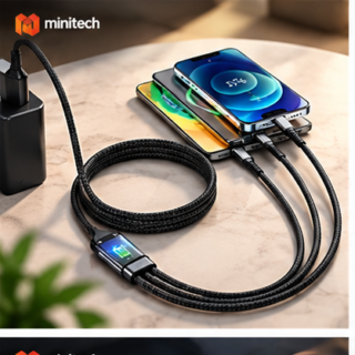 Cáp Sạc Nhanh 100W 1 Ra 3 Có Đèn Báo | Minitech